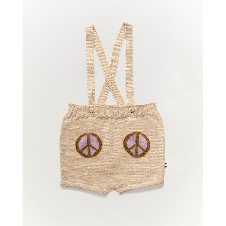 Oeuf Pocket Suspender Shorts-Peace/Bright Beige