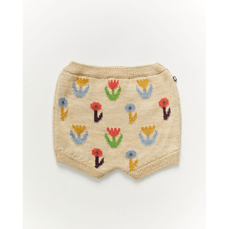 Oeuf Flower Motif Shorts-Bright Beige