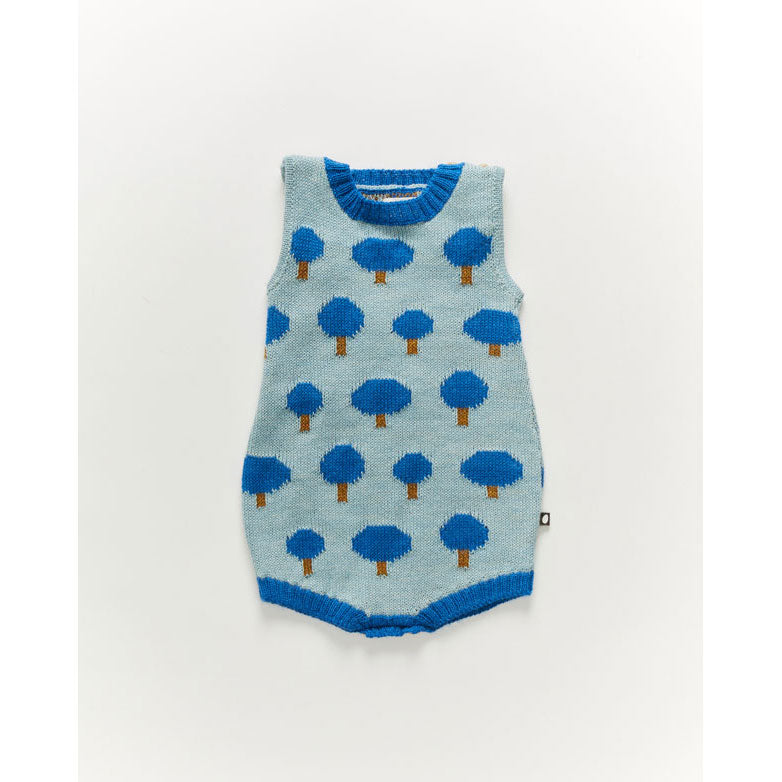 Oeuf Romper-Tree Motif/Royal Blue