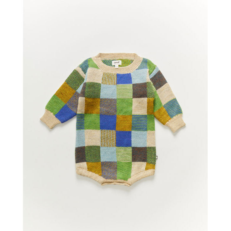 Oeuf Patchwork Romper-Bright Beige