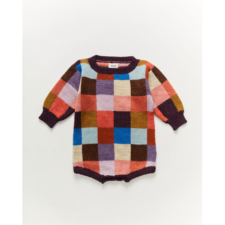 Oeuf Patchwork Romper-Huckleberry
