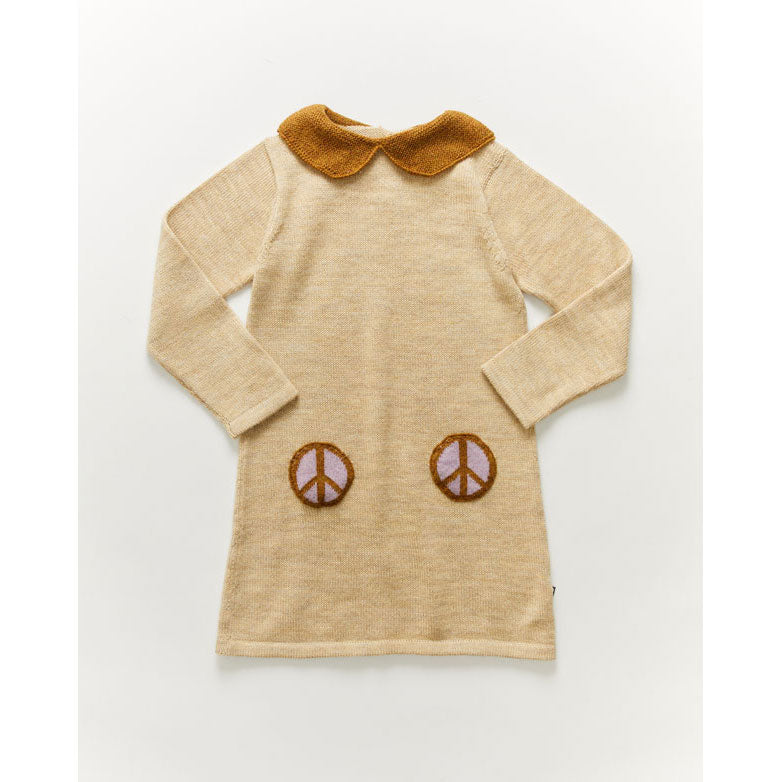 Oeuf Peace Pocket Dress-Bright Beige
