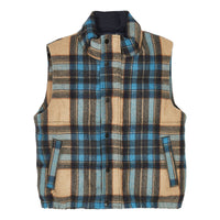 Finger in the Nose Kikou Creamy Blue Checkers Sleeveless Padded Jacket