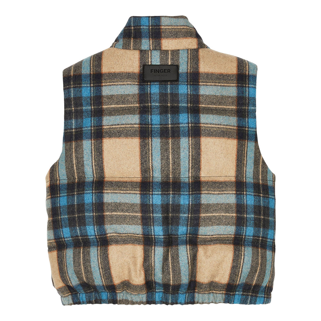 Finger in the Nose Kikou Creamy Blue Checkers Sleeveless Padded Jacket