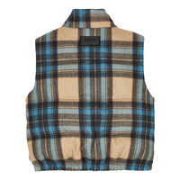 Finger in the Nose Kikou Creamy Blue Checkers Sleeveless Padded Jacket