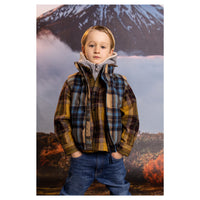 Finger in the Nose Kikou Creamy Blue Checkers Sleeveless Padded Jacket