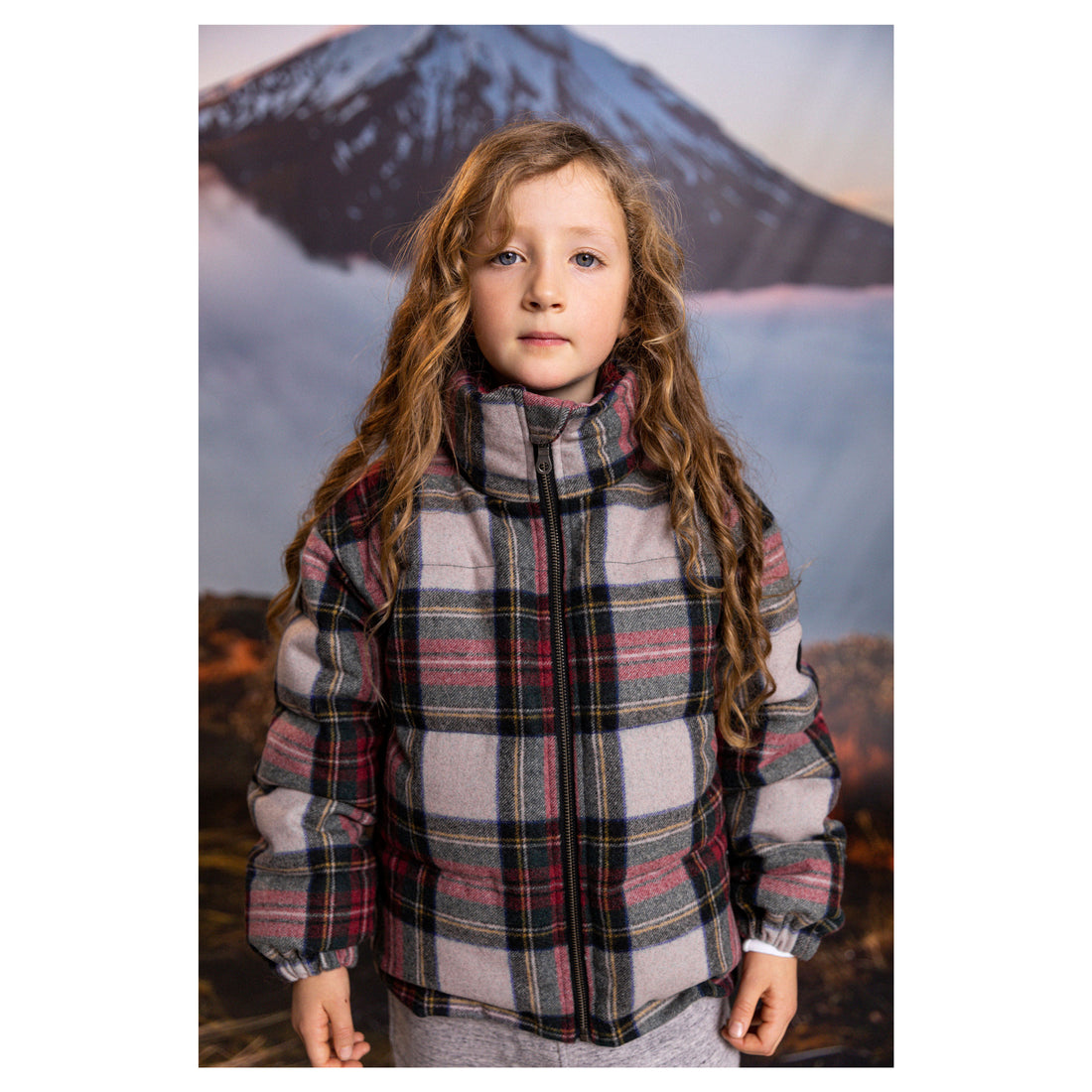 Finger in the Nose Kishi Wood Cream Checkers Padded Jacket