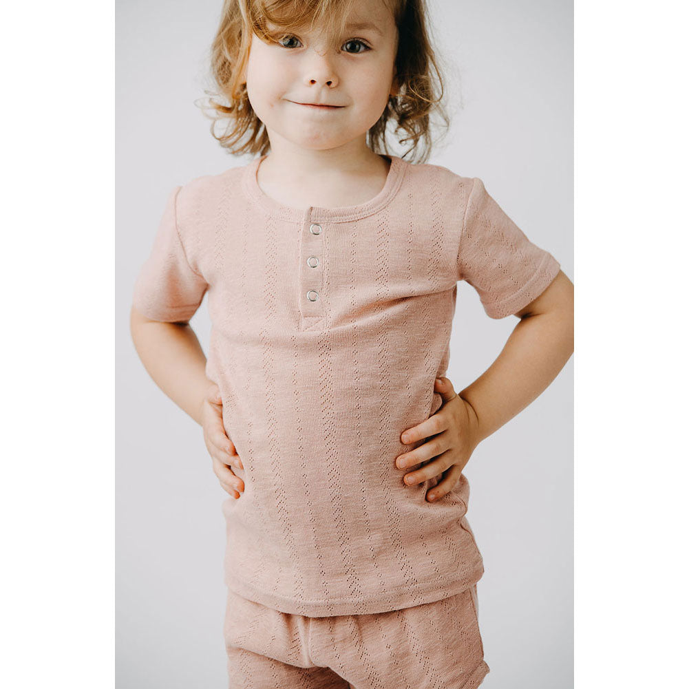 Lovedbaby Mauve Pointelle Henley Tee