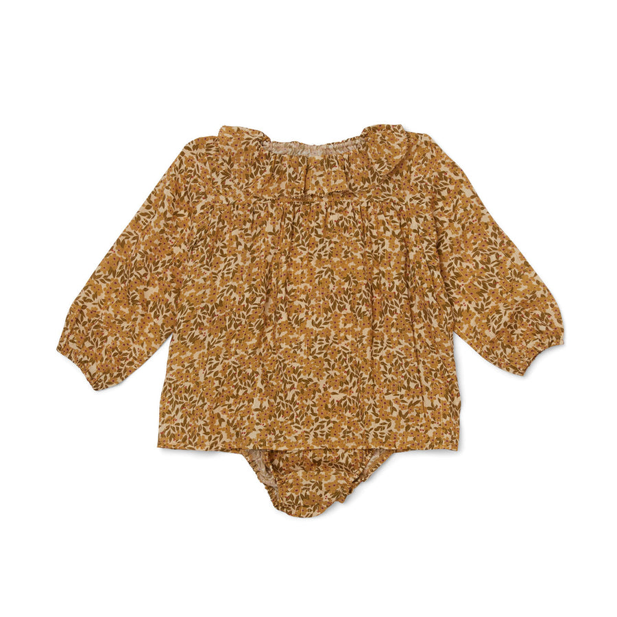 Konges Slojd Winter Leaves Mustard Willow Romper