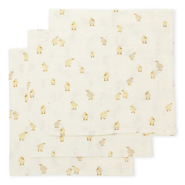 Konges Slojd Duckling 3 Pack Muslin Cloth Gots