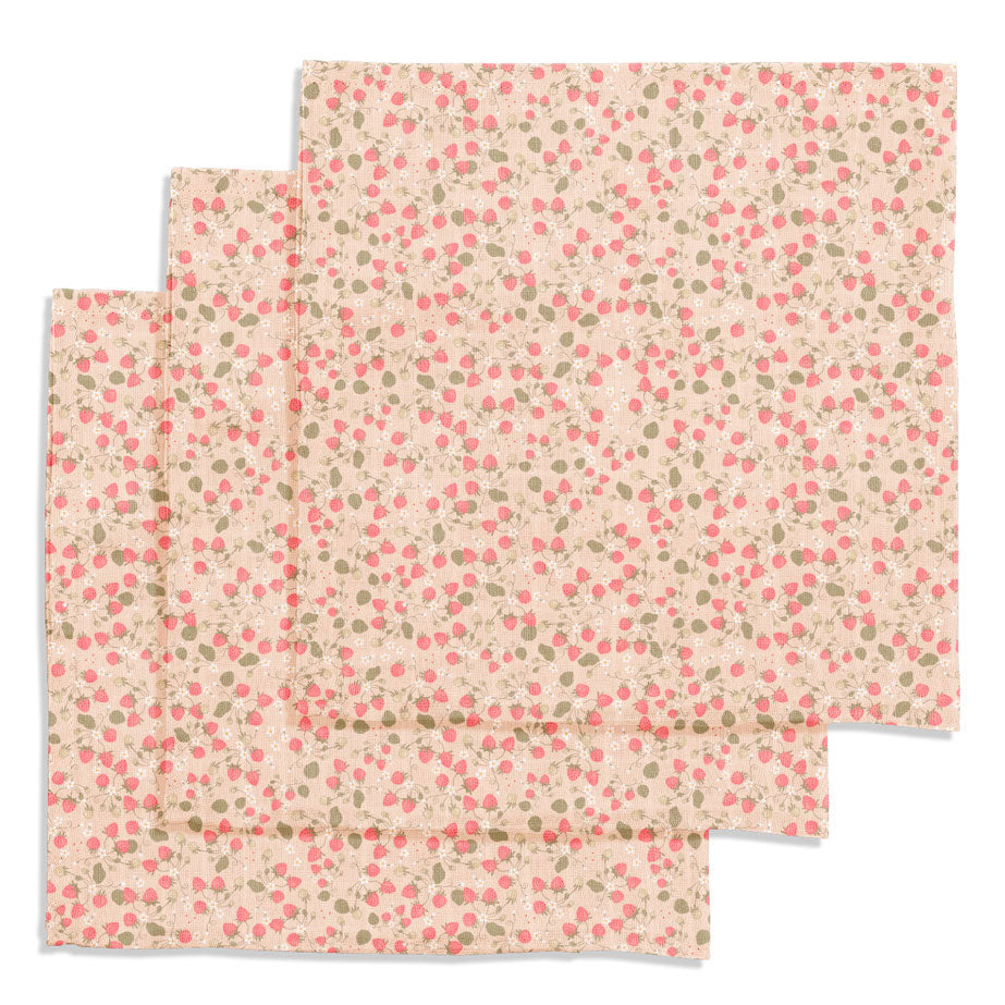 Konges Slojd Strawberry Fields 3 Pack Muslin Cloth Gots