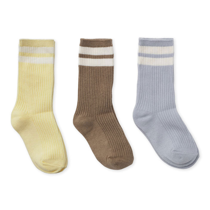 Konges Slojd Gray Dawn 3-Pack Rib Stripe Socks