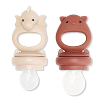 Konges Slojd Rose Sand/Copper Brown 2 Pack Fruit Feeding Pacifier Dragon