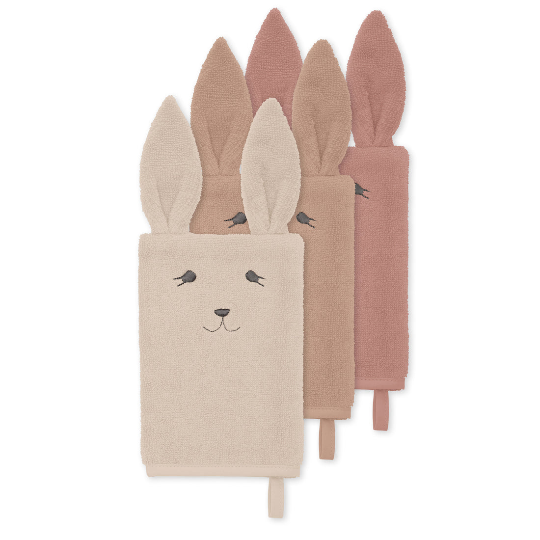 Konges Slojd Rose Bunny 3-Pack Washcloth Animal