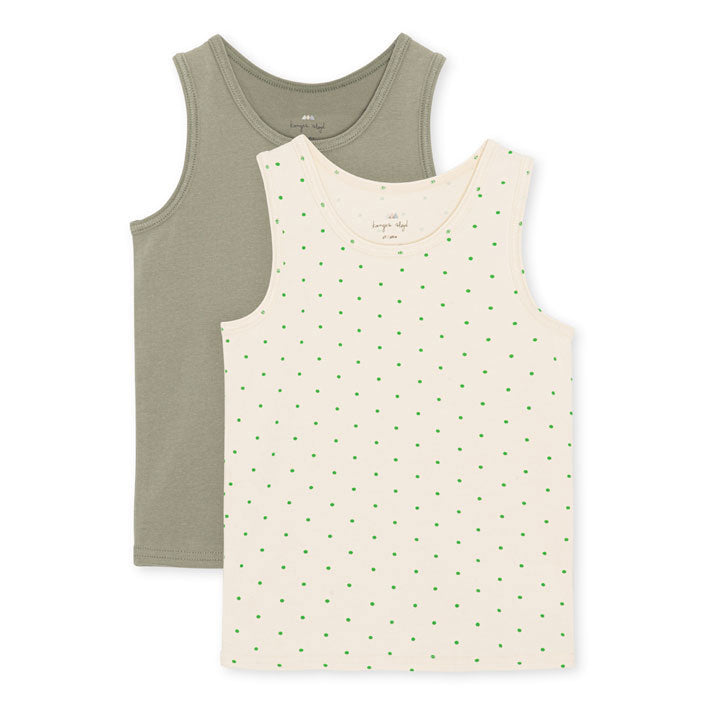 Konges Slojd Apple Dot/Sage Basic 2 Pack Tanktop Gots