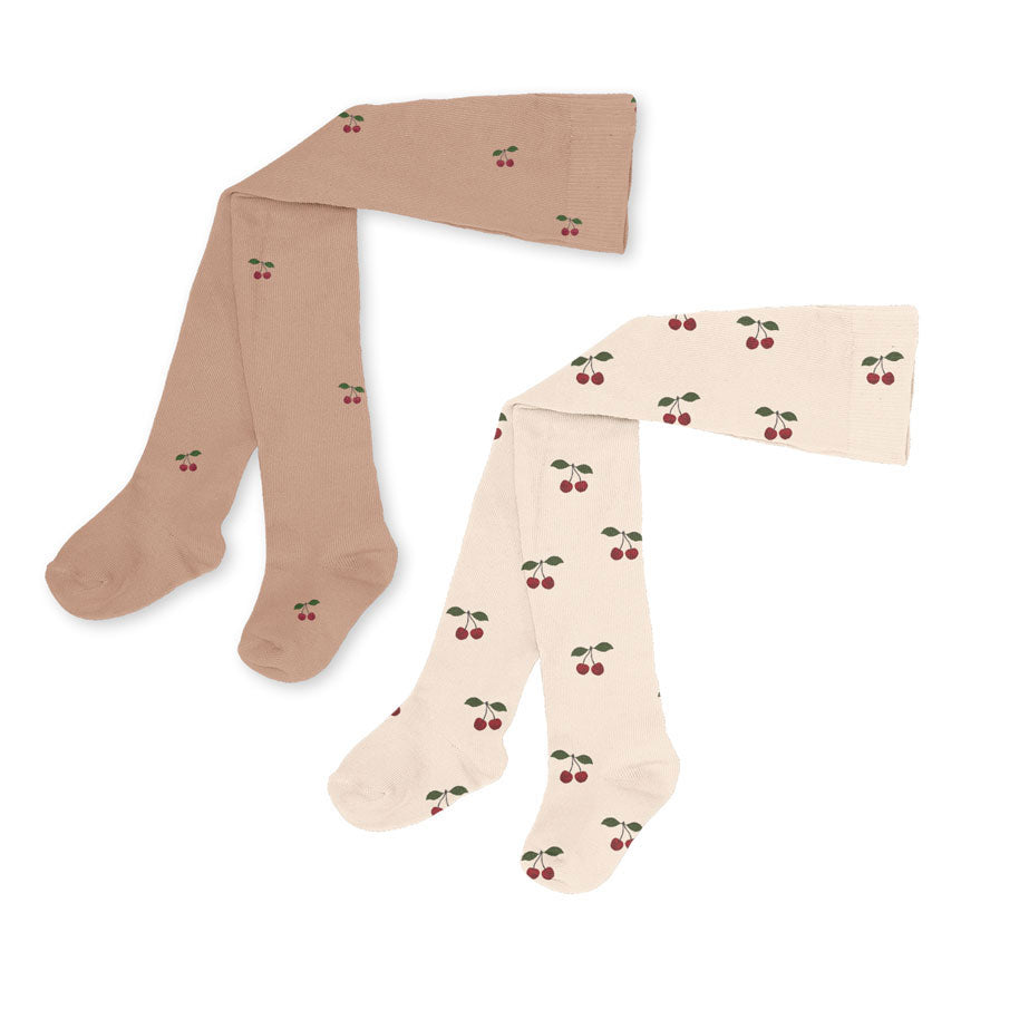 Konges Slojd Cherry/ Grand Cherry 2 Pack Jacquard Tights