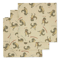 Konges Slojd Dansosaurus 3 Pack Muslin Cloth