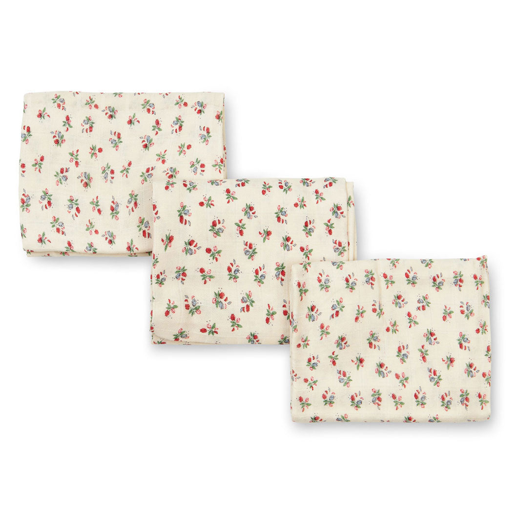 Konges Slojd Fleur Tricolore 3 Pack Muslin Cloth Gots