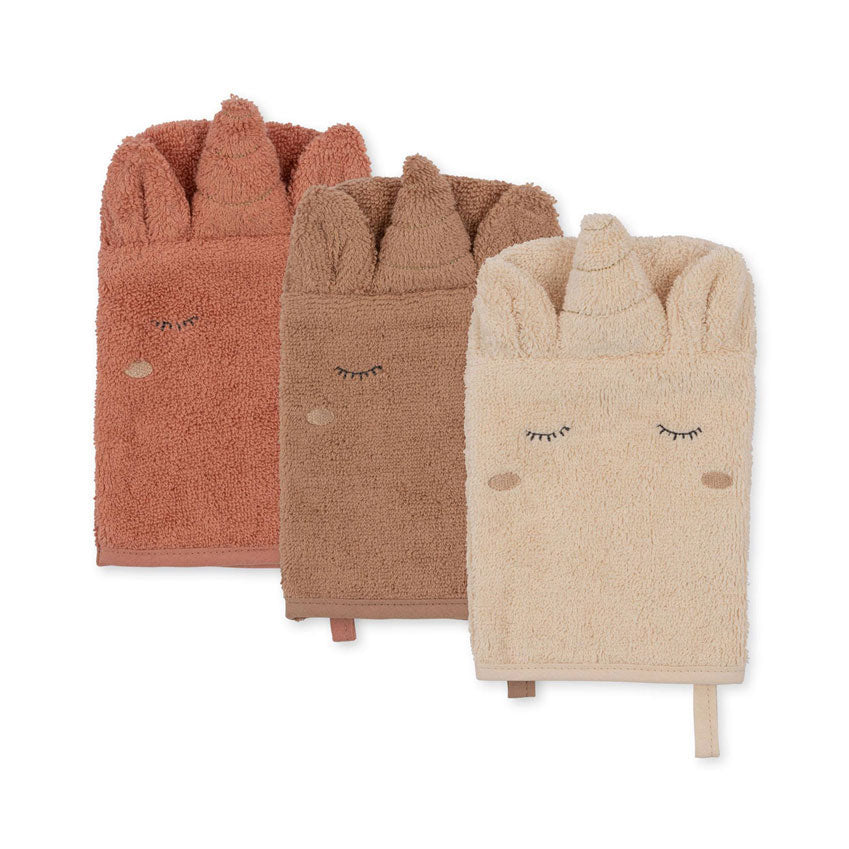 Konges Slojd Unicorn 3 Pack Washcloth Animal