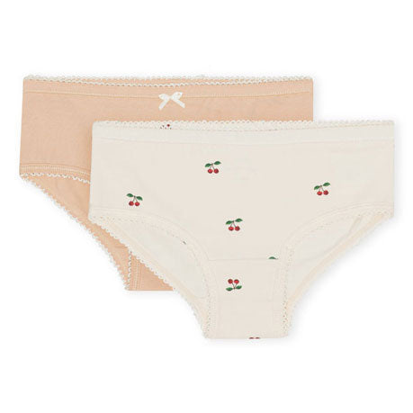 Konges Slojd Cherry/ Toasted Almond Basic 2 Pack Girl Underpants Gots