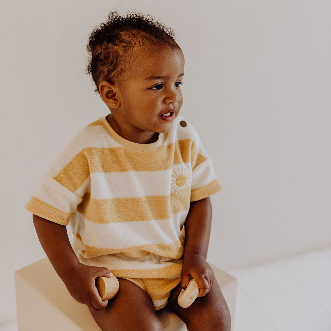Kidwild Yellow Stripe Organic Bodysuit