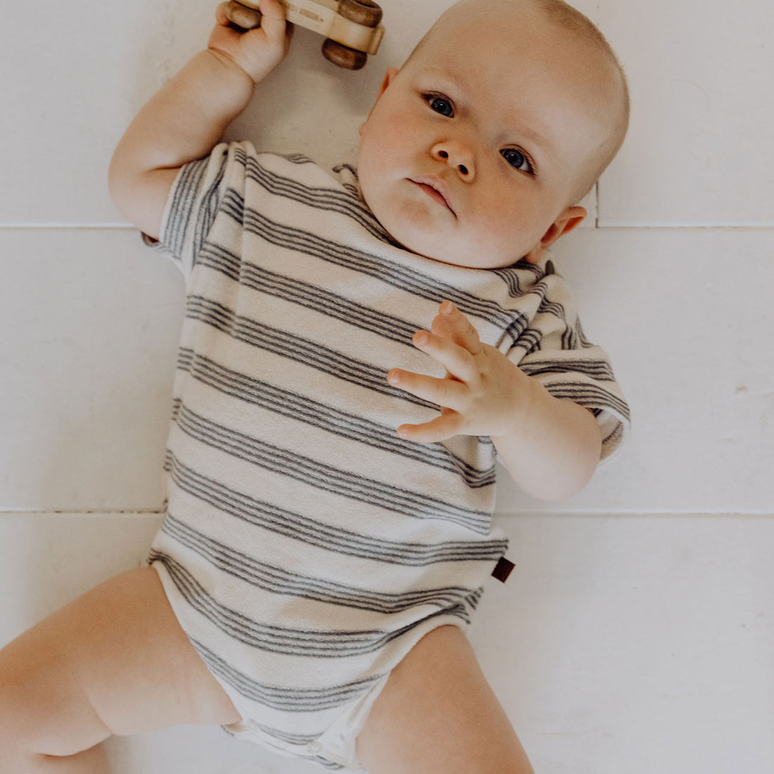 Kidwild Mist Stripe Organic Bodysuit
