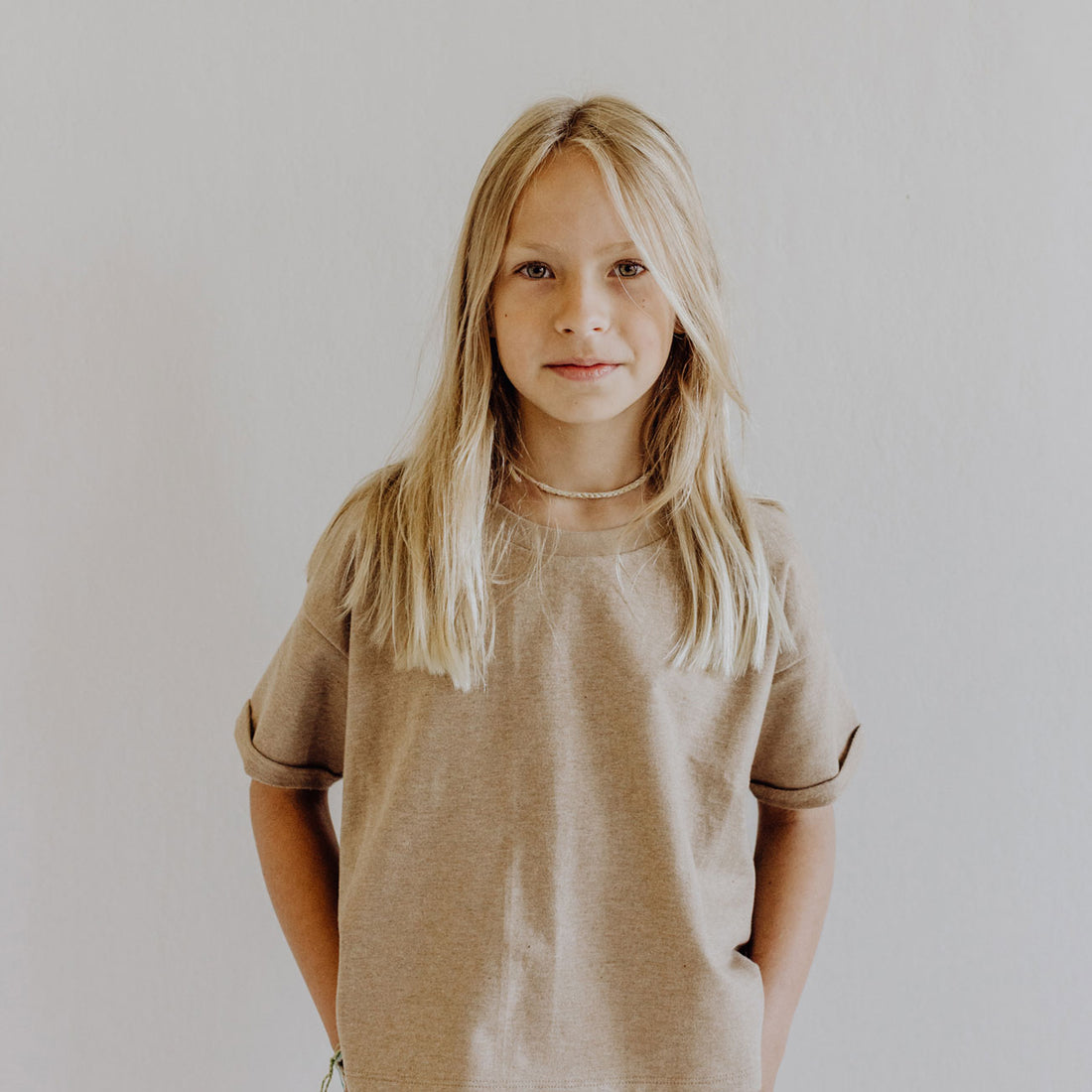 Kidwild Almond Melange Organic Boxy Tee