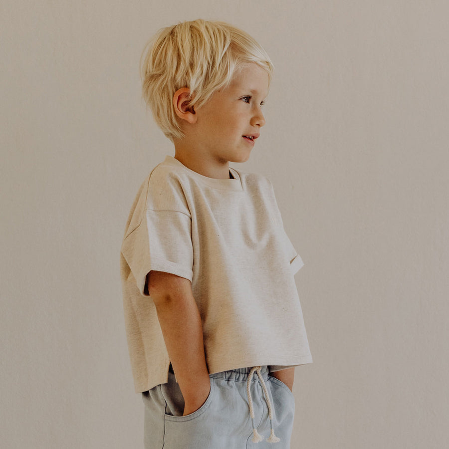 Kidwild Oatmeal Melange Organic Boxy Tee