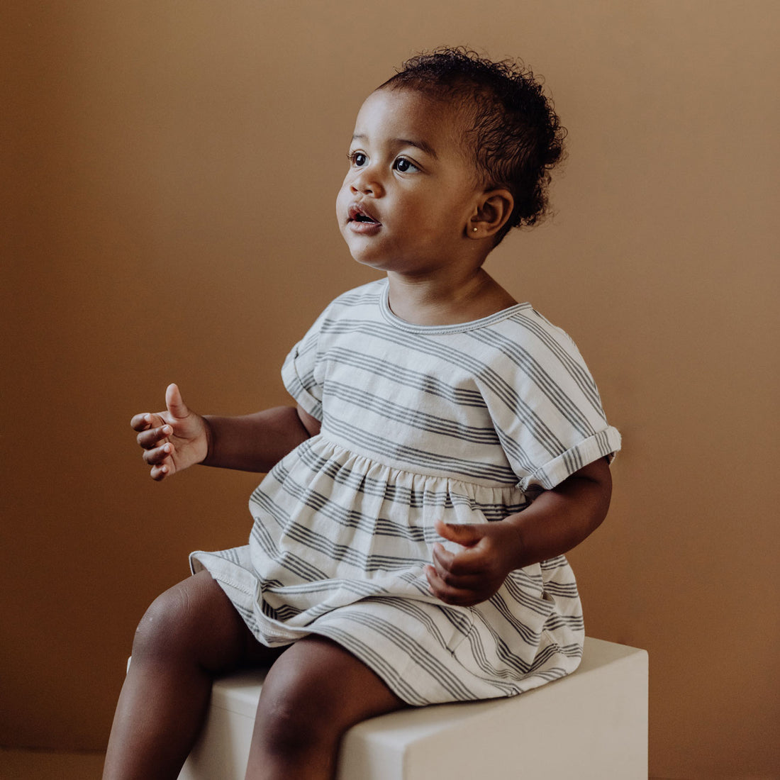 Kidwild Mist Stripe Organic Dress