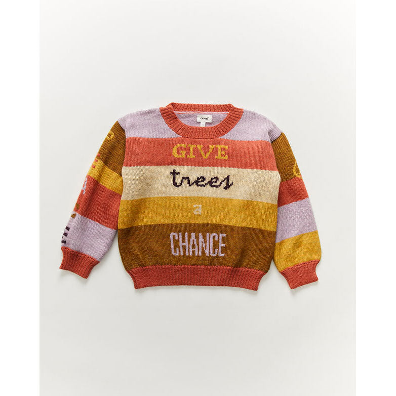 Oeuf Text Sweater-Give Trees A Chance/Rose