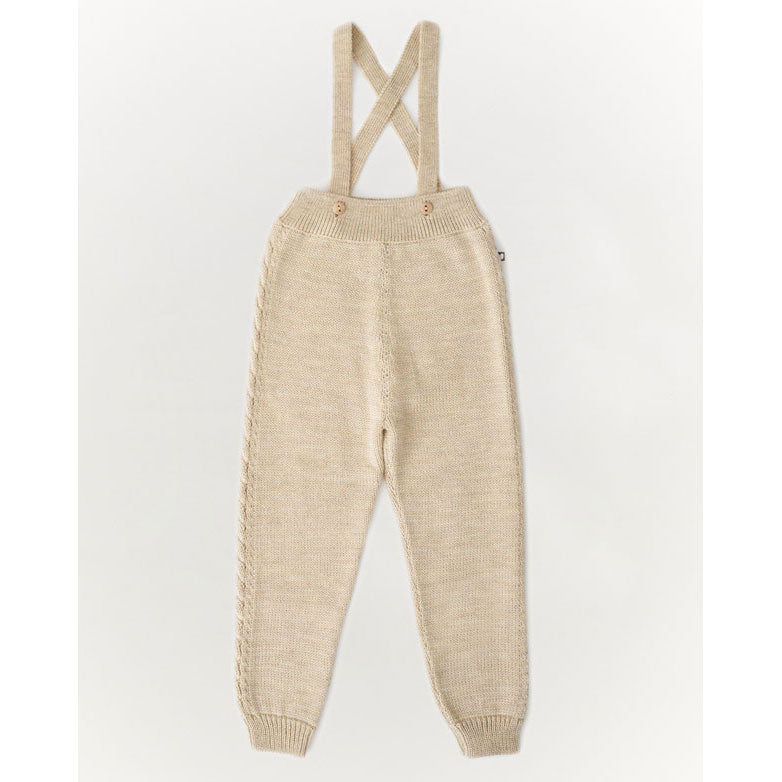 Oeuf Cable Knit Suspender Pants-Bright Beige