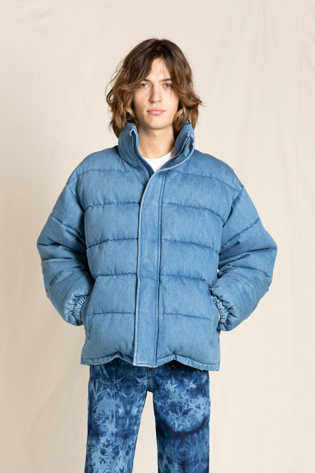 Finger in the Nose Blue Denim Padded Jacket