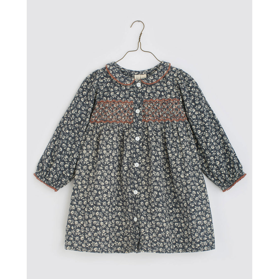 Little Cotton Clothes Cove Blue Floral Forget Me Not Kate Smock Dress