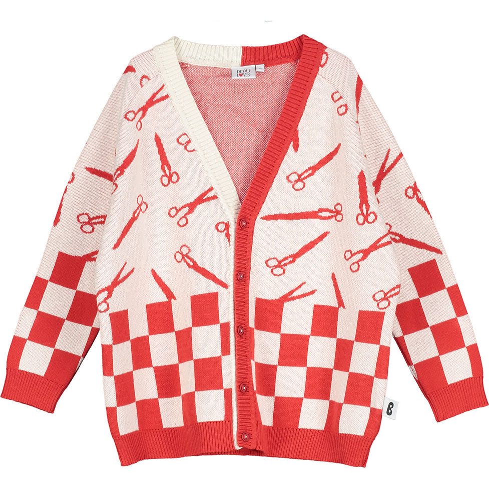 Beau Loves Red Rock Paper Scissors Knit Cardigan