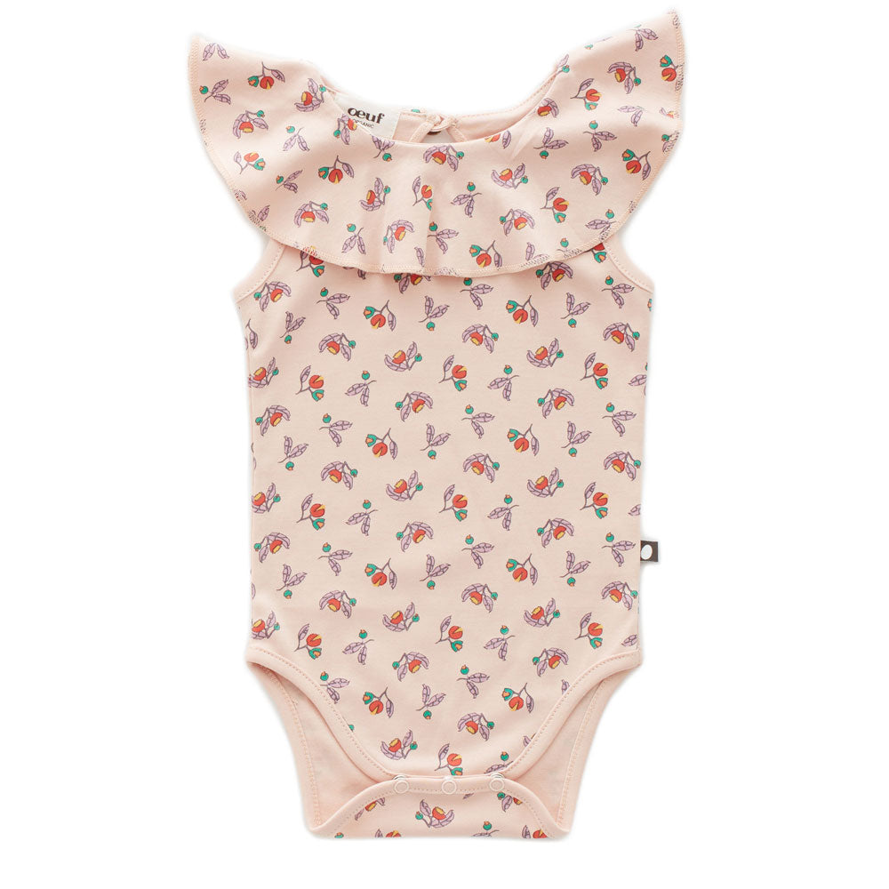 Oeuf Small Flower Sleeveless Ruffle Bodysuit