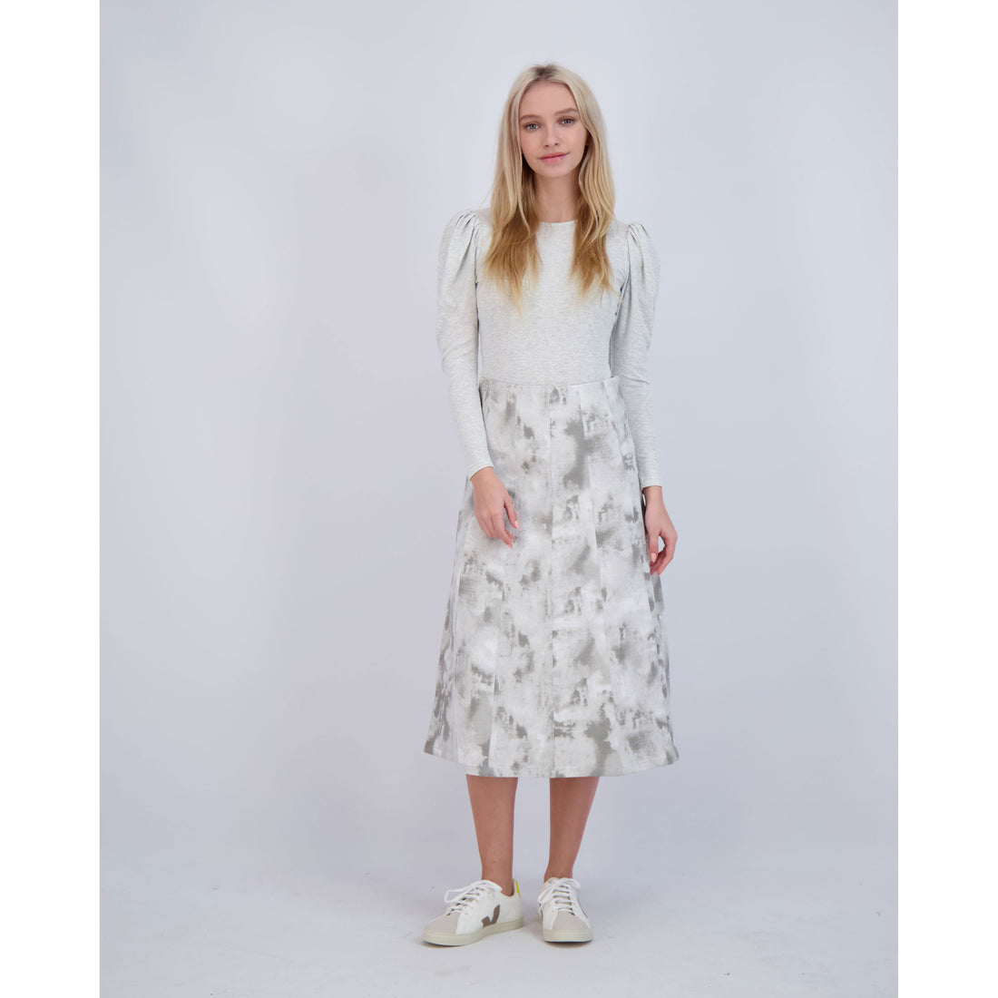 Ava and Lu Light Heather Grey Puff Long Sleeve Tee