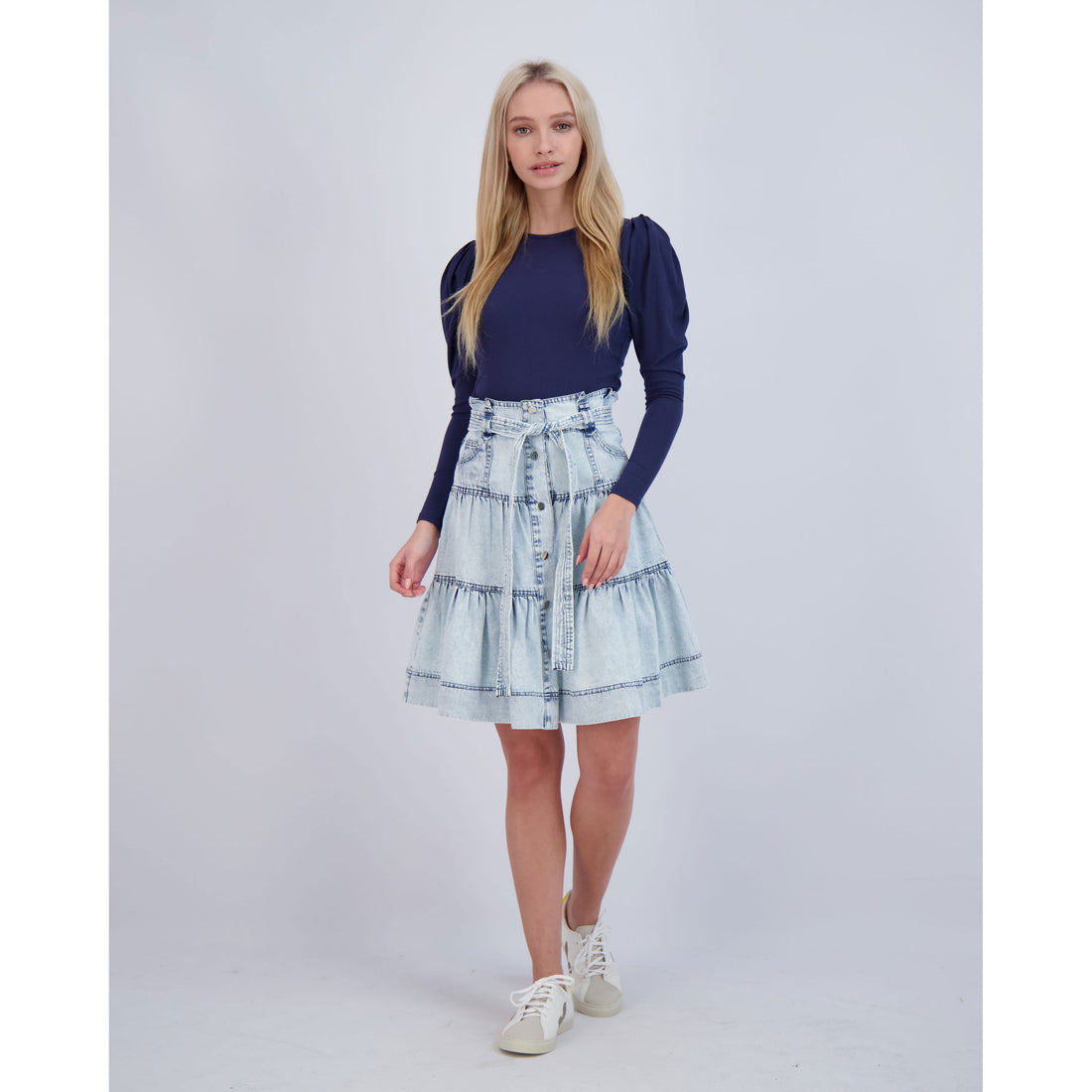 Ava and Lu Navy Puff Long Sleeve Tee