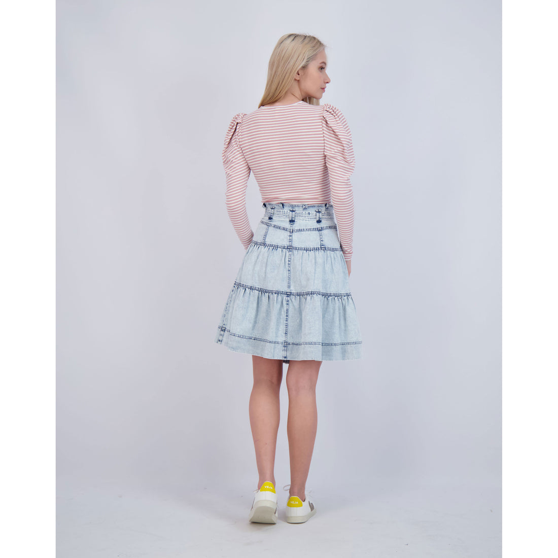 Ava and Lu Blush Stripe Puff Tee