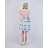 Ava and Lu Blush Stripe Puff Tee