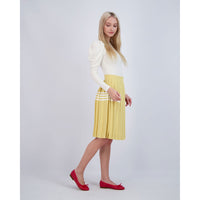 Ava and Lu Mustard Pleated Stripe Detail Skirt