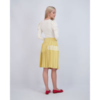Ava and Lu Mustard Pleated Stripe Detail Skirt