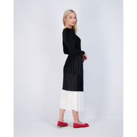Ava and Lu Black/White Soft Pleated Layered Skirt