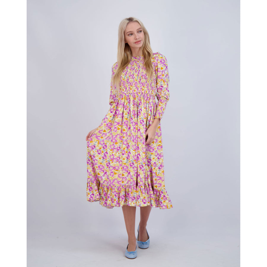Ava and Lu Lilac Floral Smocked Dress