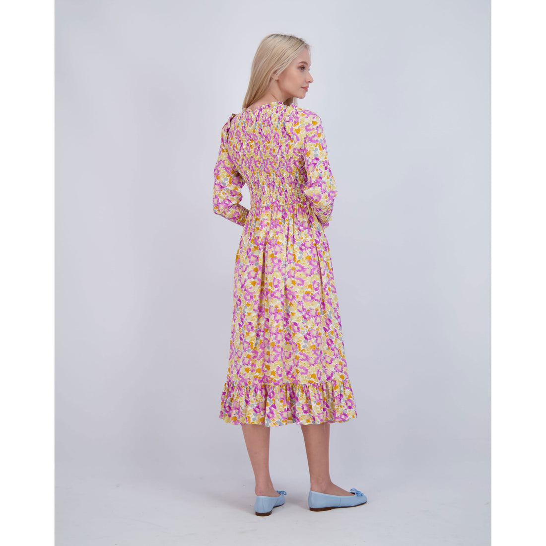 Ava and Lu Lilac Floral Smocked Dress