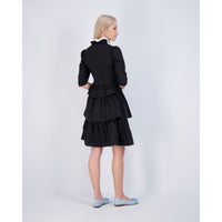 Ava and Lu Black High Collar Layered Dress