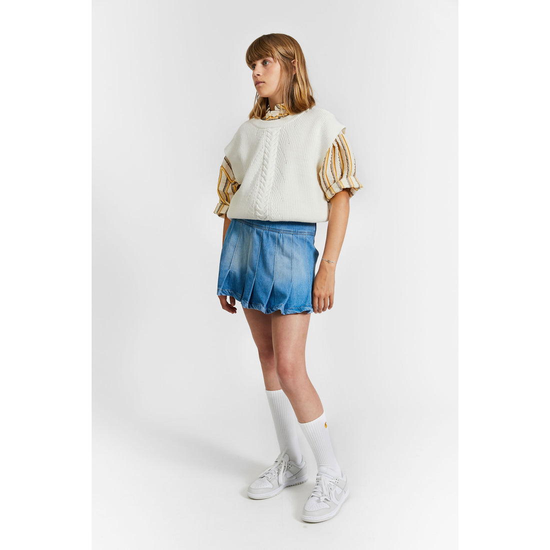 Indee Cream Knit Oversized Vest