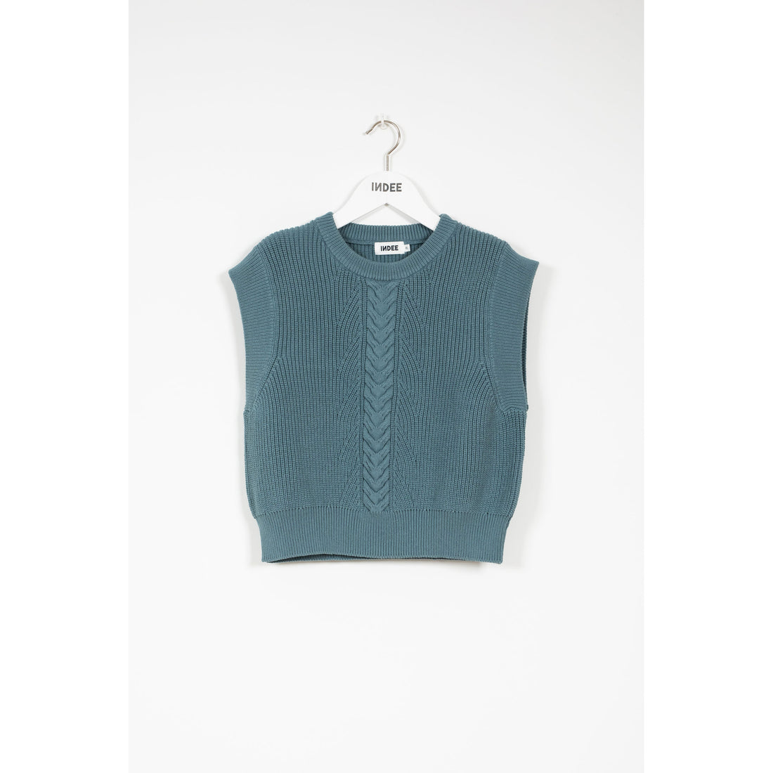 Indee Metal Blue Knit Oversized Vest