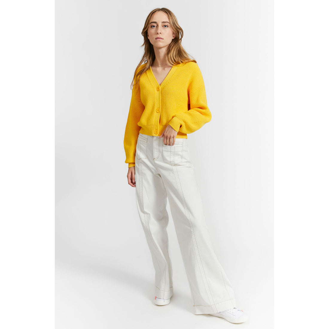 Indee Saffron Yellow Cotton Cardigan