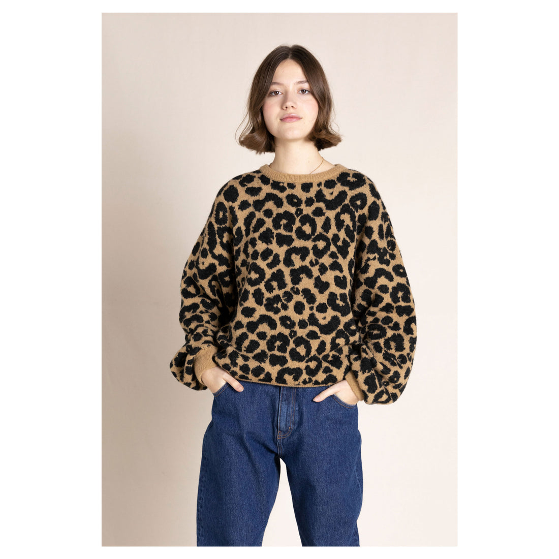 Finger in the Nose Laureen Mocca Leopard Oversized Jumper