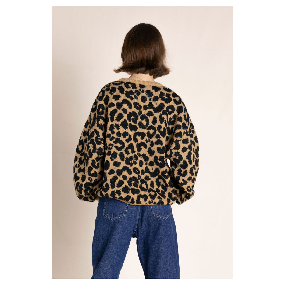 Finger in the Nose Laureen Mocca Leopard Oversized Jumper